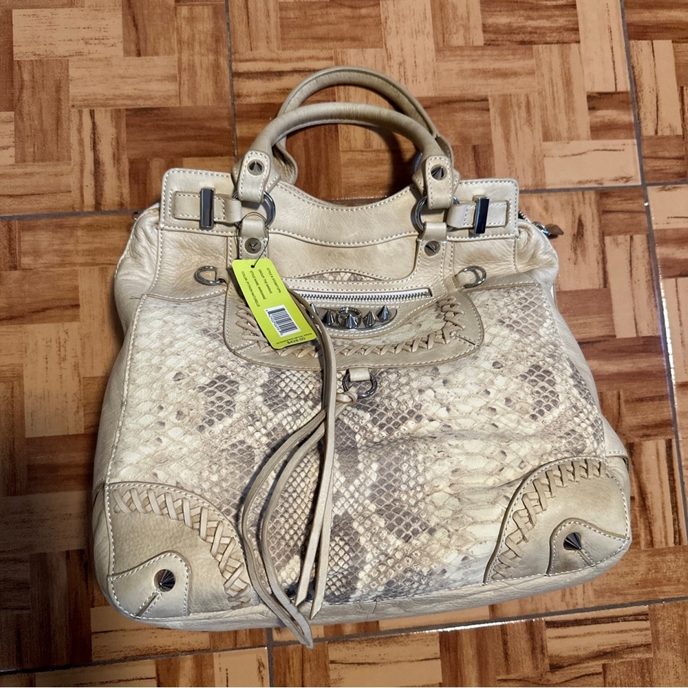 Sam Edelman Marianne Leather Handbag in Python Naturelle